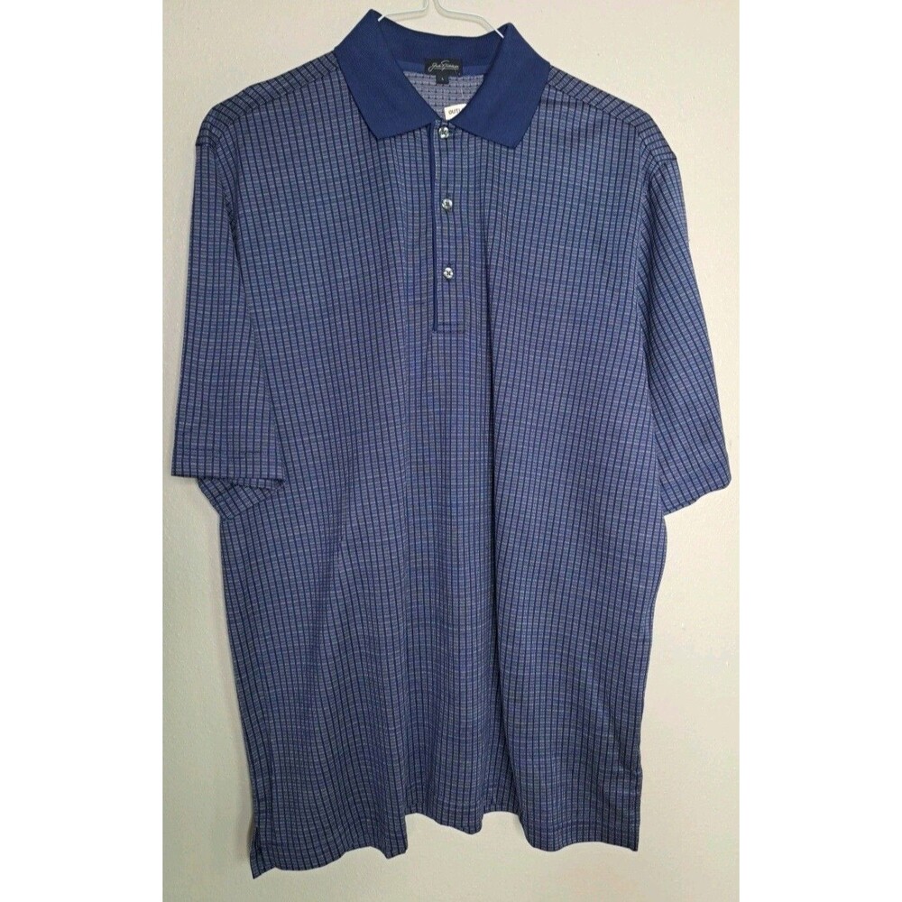 Jack Nicklaus Men's Polo Shirt Blue Geometric Classic Ctton Size Large